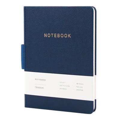 China School Supplies 100gsm Hardcover Lined Paper Journal Binding PU Cover A5 Hardcover Sewing Leather Notebook with Pen Loop for sale