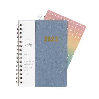 China 2023 Custom Office Printing Binding A5 Daily Weekly Monthly Planner Leather Spiral Stationary Softcover PU for sale