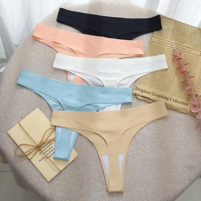 China Wanita seluar de dalam seamless panties thongs bass rise underpants wholesale anti-static Japanese style ice silk T-back panties women for sale