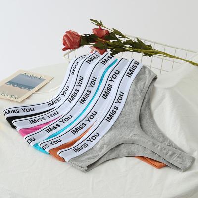 China Factory Direct Anti-static Women's Panties Low Waist Youth Girl Cotton Thongs Letter Belt Breathable Stylish Breathable Thongs for sale