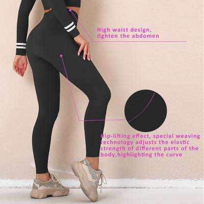 China 2021 Breathable Stylish Yoga Clothes For Hip High Lift Women Gym Fitness Training Sport Pants Asian Elastic Seamless Pants Gaiters for sale