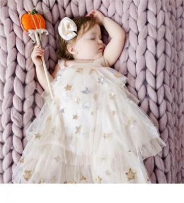 China Private Label Breathable Summer Star Tulle Dress Child Fancy Girl for sale