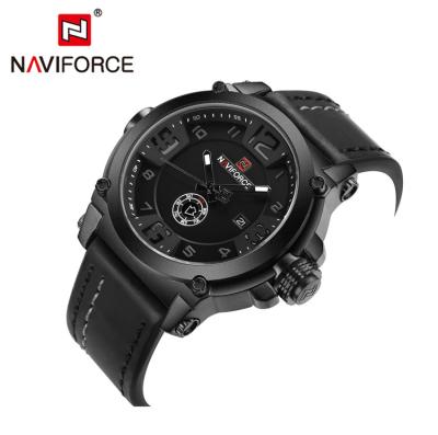 China Naviforce 9099 BWB 3ATM Full Waterproof Sport Calendar Doubles Quartz Men's Leather Watch With Straps for sale