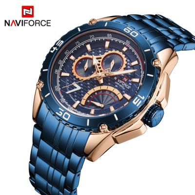 China Full Calendar NAVIFORCE 9183 RGBE Sport Watches For Men Fashion Leisure Waterproof Multifunction Stainless Steel Casual No Buttons Watch for sale