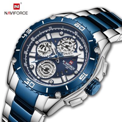 China NAVIFORCE 9179 SBE Full Calendar Sports Watches for Men Fashion Leisure Waterproof Hollow-out Luminous Stainless Steel Indicator Casual Watch for sale