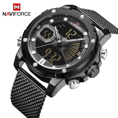 China Naviforce 9172S BGYB Stainless Steel Strap 30m Display Casual Full Waterproof LCD Sports Men's Calendar Watch for sale