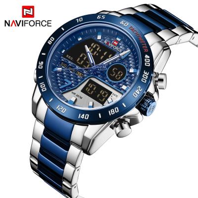 China Naviforce 9171 SBEBE Full Men's Full Calendar Stainless Steel Liquid Crystal Display 3ATM Waterproof Multifunction Dual Watch for sale