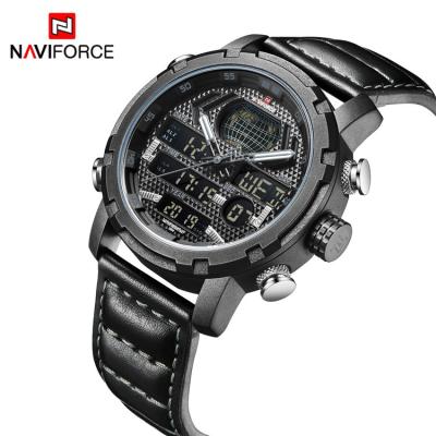 China Naviforce 9160 BGYB Full Men's Calendar Watch 3ATM Waterproof Electronic Quartz With Dual Movement Belt for sale