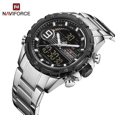 China Naviforce 9146S SBW Calendar LCD Display Stainless Steel 3ATM Multifunction Waterproof Watch Band Watch Full Dual LCD Movement for sale