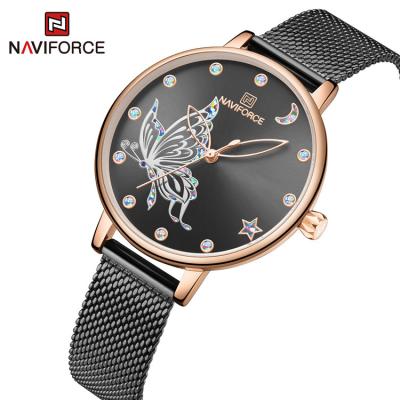 China Full Calendar Naviforce 5011 RGB Minimal No Calendar Stainless Steel Milanese Watch Band 3ATM Waterproof Ladies Quartz Watch for sale