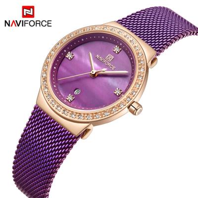 China Naviforce 5005 RGPE Stainless Steel Full Strap 3ATM Luxury Waterproof Women Simple Calendar Quartz Watch for sale