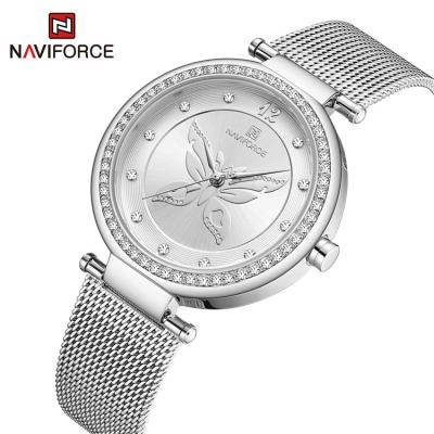 China Switch Watch Milan Stainless Steel Watch Straps 3ATM Diamond British Women Waterproof Luxury Naviforce 5018 Full Calendar for sale