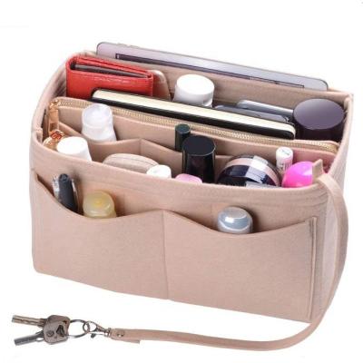 China Fashion Light Weight 10 Pockets 3mm Wool Blend NEVERFULL Purse Organizer Bag In Bag Felt QUICK Insert Bag Organizer for sale