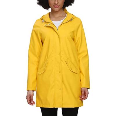 China Eco-Friendly Reusable Fashion PU Singlet Raincoat Adults Yellow Waterproof Women PU Rain Coat Raincoat for sale