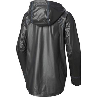 China Bachelorette Raincoat Men's Black Waterproof Breathable Zipper Adjustable Drawstring PU Raincoat for sale