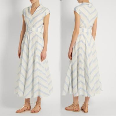 China Modas Nuevas Mujeres Maxi Robe Azul Blanco Ropa de Mujeres de Envase Ropa de Mujeres Rayo Ropa Causal Para Mayorista en venta