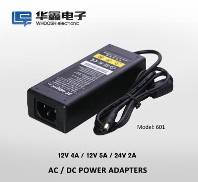 China Adaptador DC universal interior de la CA del adaptador 12V4A 12V5A de la fuente de alimentación del CCTV IP20 60W en venta