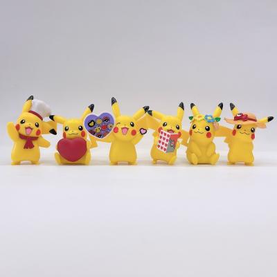 China Cartoon Pika-chus Love Heart Flower Hat Action Number Model Toys Lovely Anime Pocket Monster Cartoon Action Number for sale