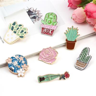 China Customized Designs Wholesale Metal Botany Cute Custom Lapel Pin Cheap Gold Plated Cartoon Flower Soft Enamel Pin for sale