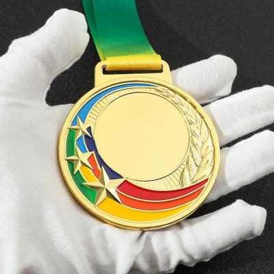 China Europe High Quality Custom 3D Gold Plated Sports Metal Medallion Medallion With Ribbon Match Winner Medals for sale