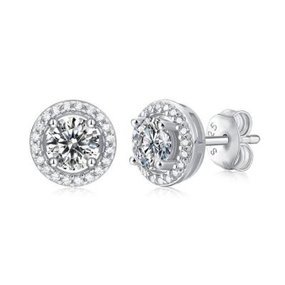 China Classic Round CLASSIC 925 Sterling Silver Stud Earrings Moissanite Diamond Stud Earrings Earrings Jewelry for sale