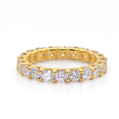 China Luxury 18K Gold Plated Moissanite Stackable Jewelry Full Rings Eternity Engagement Band Rings for sale