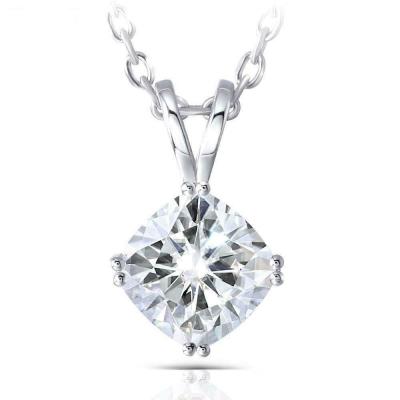 China CLASSIC Necklace 14K Gold Jewelry 2Ct Cushion Women's Moissanite Pendant Necklace for sale