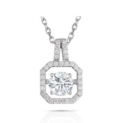 China TRENDY 14K Gold 1 Ct Moissanite Women Pendant Chain Necklace for sale