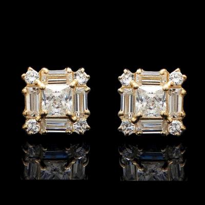 China CLASSIC 1CT VVS Moissanite Women Earrings 10K Yellow Gold Moissanite Stud Earrings for sale