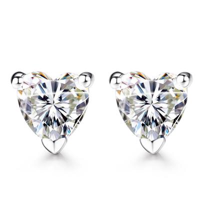 China KIBO romantic heart cut 14K gold1 carat white moissanite diamond earrings for sale