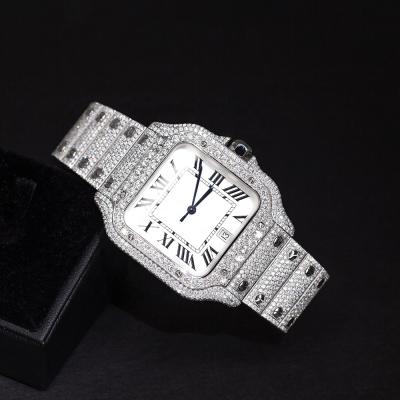 China Customized White Dial Luxury Unisex Iced Out Diamond Moissanite Watch for sale