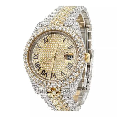 China Luxury Hiphop Hip Hop Stainless Steel 41mm Lab Diamond Iced Out Moissanite Diamond Watches for sale