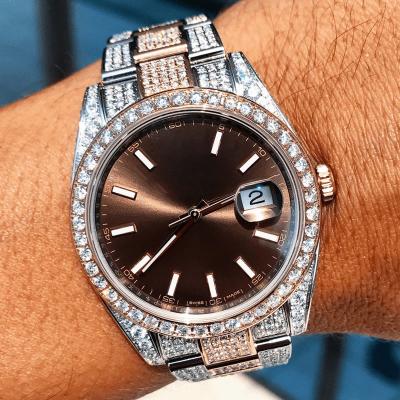 China Alarm Mens Buss Down Fully Iced Out Moissanite Diamond Luxury Watch for sale