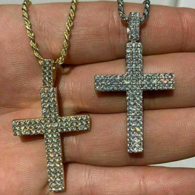 China Hiphop Real 925 Silver / Gold Iced Out Hip Hop Jewelry vvs Moissanite Cross Pendant for sale