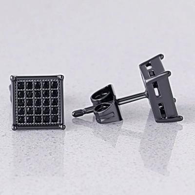 China Hiphop Hip Hop Jewelry Square Moissanite Pave Stud Earrings For Men for sale