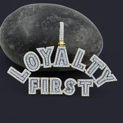 China Hiphop Hip Hop Full Iced Out Custom Letter Wand Moissanite Sterling Silver 925 Necklace Pendant for sale