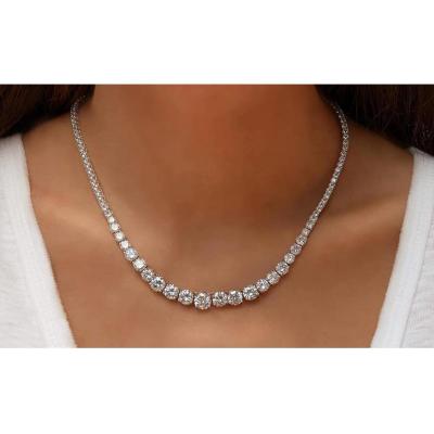 China Silver Hiphop Women Graduated Moissanite Diamond Tennis Necklace Chain for sale