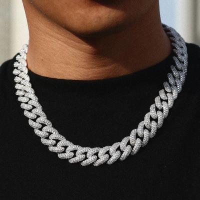 China Hiphop Mens Hip Hop Jewelry Silver Moissanite Hip Hop Link Cuban Gold Necklace Chain Bracelet for sale