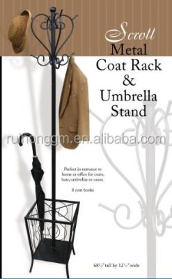 China home or office for coats RH-4737 multifunctional metal standing coat rack with umbrella stand hat clothes coat rack for sale