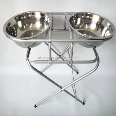 China 3 Row Adjustable Height Stainless Steel Pet Feeder With 2 Quart Height Bowls for sale