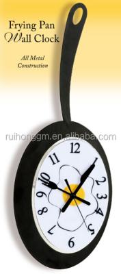 China RH-4716 Metal Novelty Egg Shaped Pan Frying Pan Wall Clock for sale