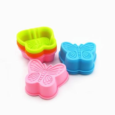 China Viable Gelatin Cupcake Chocolate Shape Butterfly Mold 3D Silicone Cake Baking Mold for sale