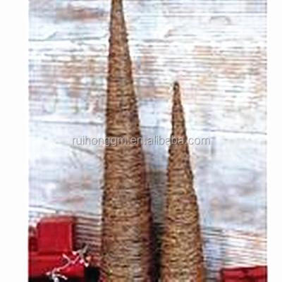 China Eco-friendly Christmas Decoration Rattan Ornament Natural Cone Shape Tree RH-YF43 for sale