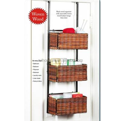 China RH-4721 Sustainable Over Door 3 Tiers Convenient Wholesale Hanging Wicker Basket for sale