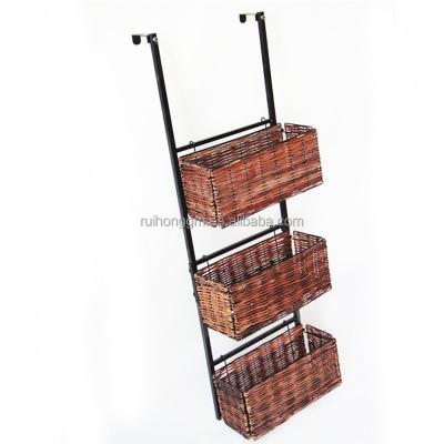 China Viable Over The Door Convenient 3 Tier Metal Storage Hanging Basket for sale