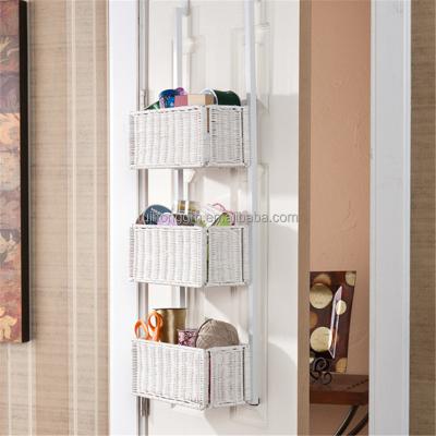 China 3 Tiers Sustainable Over The Door Plastic Storage Set Hanging Basket Storage Basket for sale