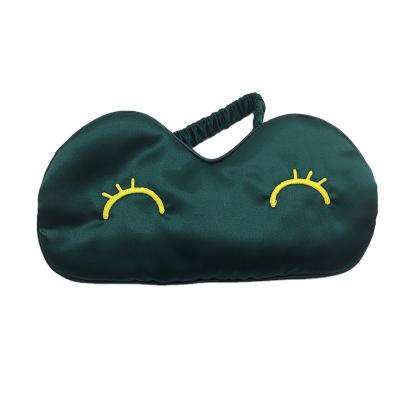 China Anti-wrinkle LOGO Embroidery Silk Sleep Eyemask With Gift Carry Pouch Sleep Mask Eye Mask Full Size Home Hotel Traveling OEM/ODM Spa for sale