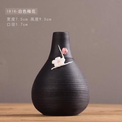 China Eco-friendly Ceramic Flower Vase White And Black Color Porcelain Home Decor Ceramic Flower Vase for sale