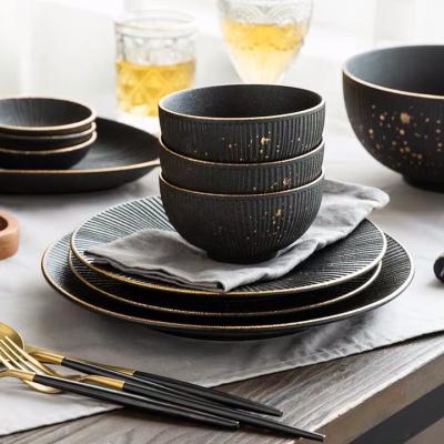 China Viable New Products For Home Restaurant Round Dinnerware Dish And Spoon Ceramic Porcelain Dinner Set for sale