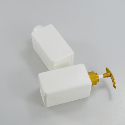 China 450ml HDPE Square Bottle for Shampoo and Lotion Square Plastic Shampoo Pump Bottle for sale